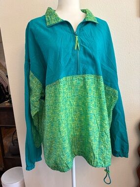 Vintage 90s Cheetah Sport nylon quarter zip windbreaker with drawstring waist